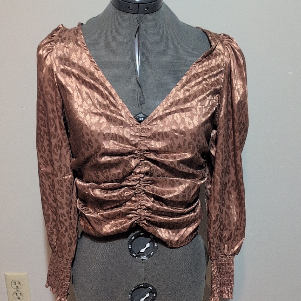 Mustard Seed Leopard Print Blouse